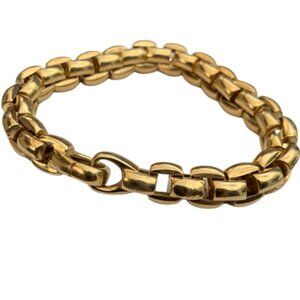 Vintage 18K Solid Gold Chunky Chain Luxe Bracelet 26G